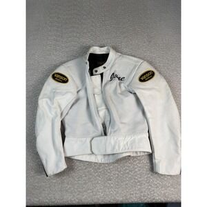 Vanson Leathers Jacket‎ Womens 10 White Perforated Leather Motorcycle Made USA